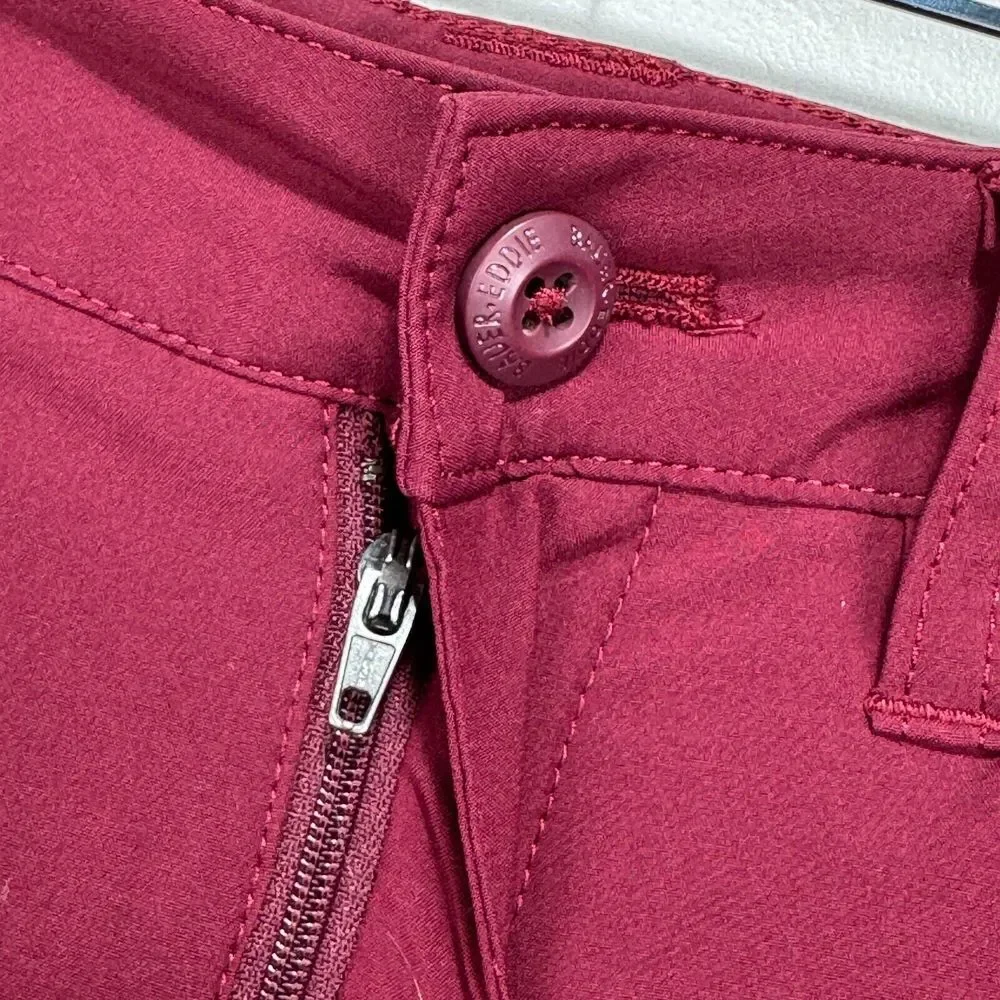 Eddie Bauer Cropped Traveler Pants Women Size 6 Maroon Pink Wicking Stretch - Picture 4 of 10